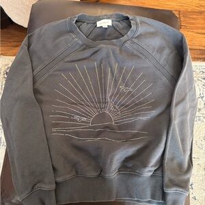 Evereve Charcoal Crewneck Sweater with Sun and Plane Design